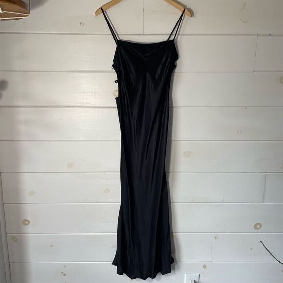 RAILS Women's Black Lottie Slip Dress Size Medium Strappy Back Satin Finish NWT - Picture 4 of 11